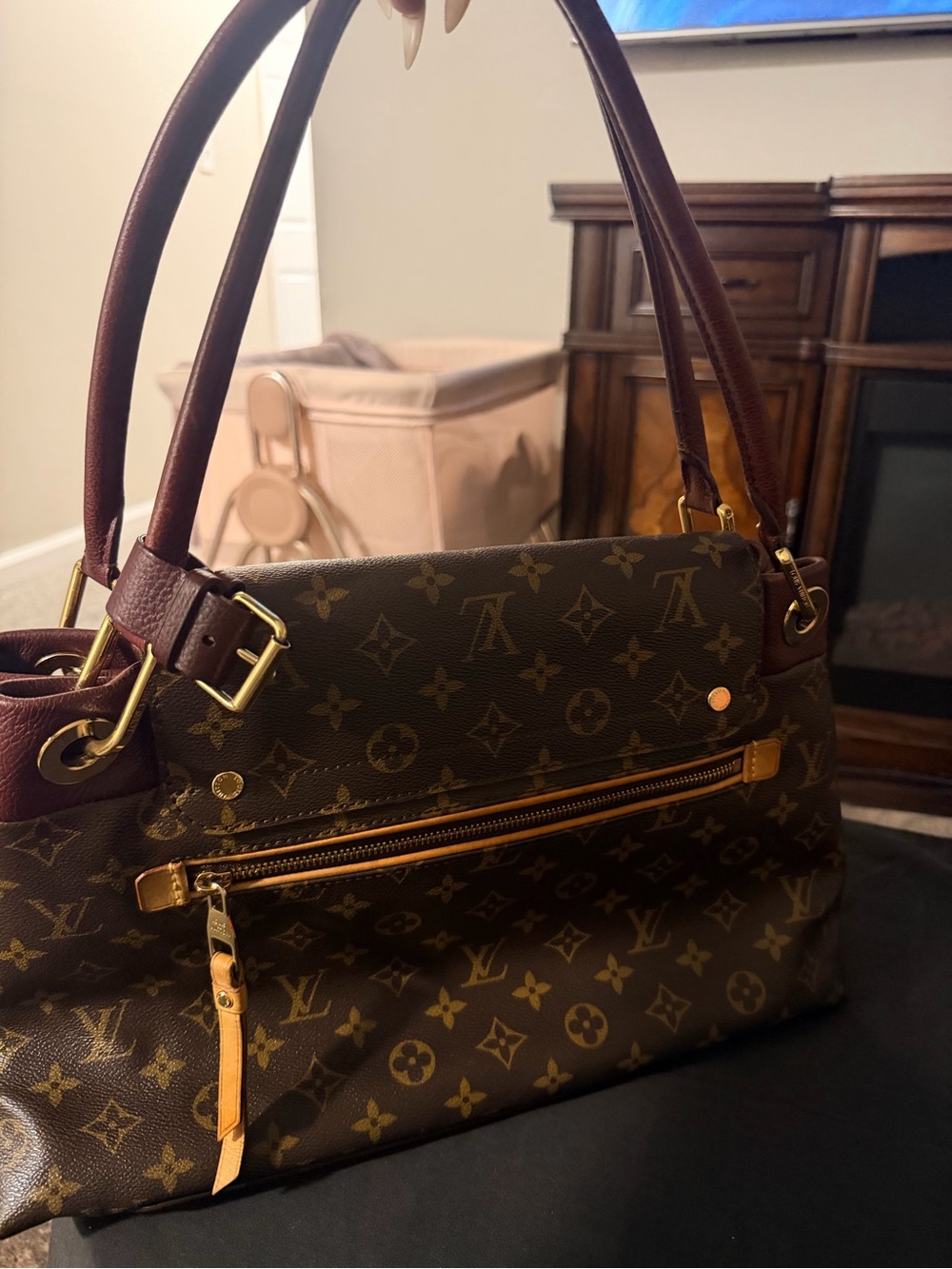 Louis Vuitton Monogram Shoulder Bag Brown with Burgundy Accents - Picture 2 of 16